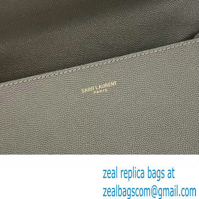 Saint Laurent cassandra medium top handle in grain de poudre embossed leather 623931 Gray