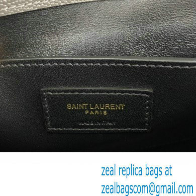 Saint Laurent cassandra medium top handle in grain de poudre embossed leather 623931 Gray