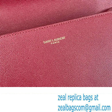 Saint Laurent cassandra medium top handle in grain de poudre embossed leather 623931 Red