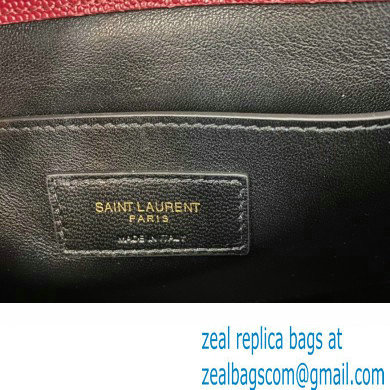 Saint Laurent cassandra medium top handle in grain de poudre embossed leather 623931 Red
