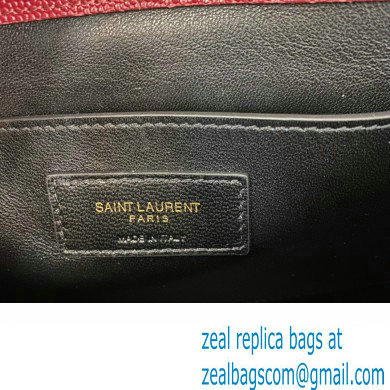 Saint Laurent cassandra medium top handle in grain de poudre embossed leather 623931 Red