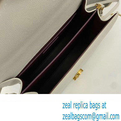 Saint Laurent cassandra medium top handle in grain de poudre embossed leather 623931 White - Click Image to Close