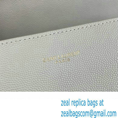Saint Laurent cassandra medium top handle in grain de poudre embossed leather 623931 White