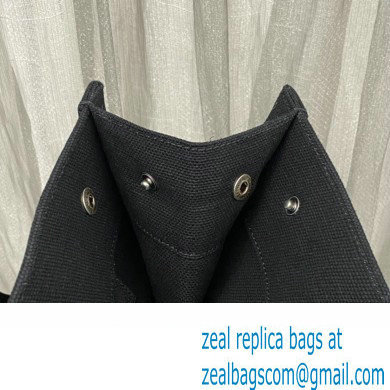 Saint Laurent rive gauche n/s shopping bag in linen and cotton 631682 Black