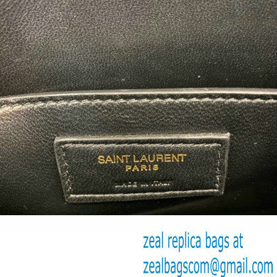 Saint Laurent solferino medium supple satchel bag in quilted lambskin 733704 Black