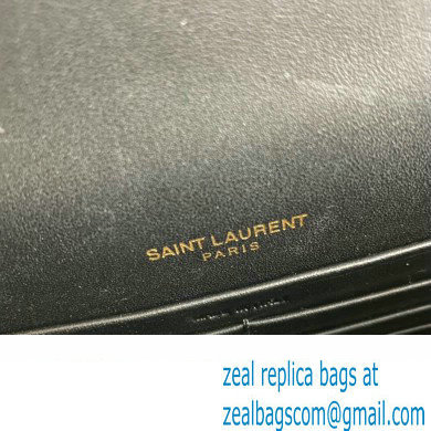 Saint Laurent sunset chain wallet in crocodile-embossed shiny leather 533026 Black/Gold