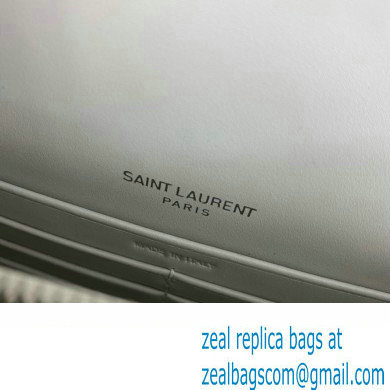 Saint Laurent sunset chain wallet in crocodile-embossed shiny leather 533026 White/Silver