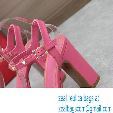 Valentino Heel 11cm Platform 3cm Leather Rockstud ankle strap sandals Pink 2023 - Click Image to Close