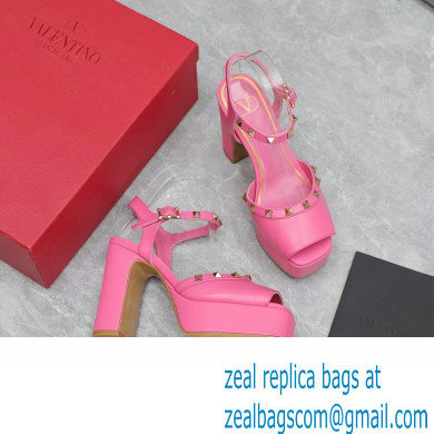 Valentino Heel 11cm Platform 3cm Leather Rockstud ankle strap sandals Pink 2023 - Click Image to Close