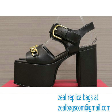 Valentino Heel 12.5cm Platform 4cm VLogo Chain sandals in calfskin leather Black 2023