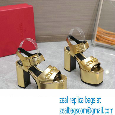 Valentino Heel 12.5cm Platform 4cm VLogo Chain sandals in calfskin leather Gold 2023