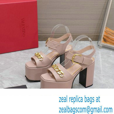Valentino Heel 12.5cm Platform 4cm VLogo Chain sandals in calfskin leather Nude 2023