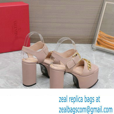 Valentino Heel 12.5cm Platform 4cm VLogo Chain sandals in calfskin leather Nude 2023