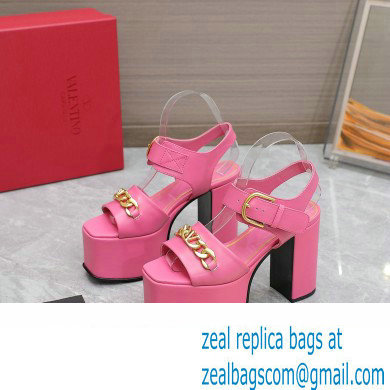 Valentino Heel 12.5cm Platform 4cm VLogo Chain sandals in calfskin leather Pink 2023