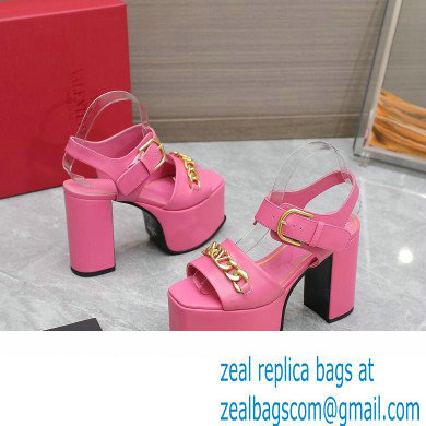 Valentino Heel 12.5cm Platform 4cm VLogo Chain sandals in calfskin leather Pink 2023