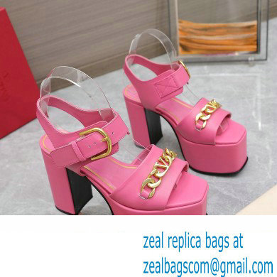 Valentino Heel 12.5cm Platform 4cm VLogo Chain sandals in calfskin leather Pink 2023