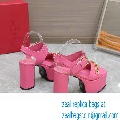 Valentino Heel 12.5cm Platform 4cm VLogo Chain sandals in calfskin leather Pink 2023