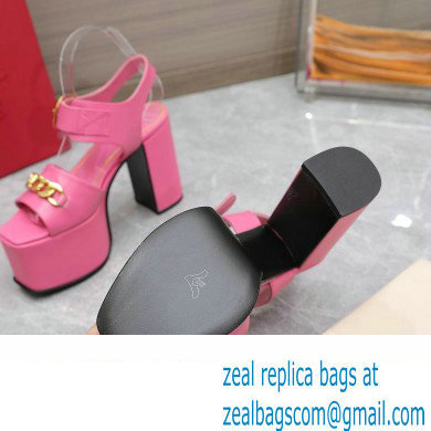 Valentino Heel 12.5cm Platform 4cm VLogo Chain sandals in calfskin leather Pink 2023 - Click Image to Close