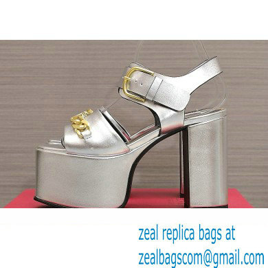 Valentino Heel 12.5cm Platform 4cm VLogo Chain sandals in calfskin leather Silver 2023