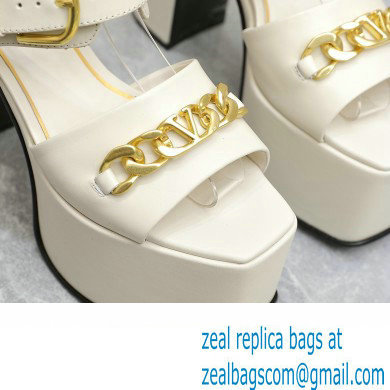 Valentino Heel 12.5cm Platform 4cm VLogo Chain sandals in calfskin leather White 2023