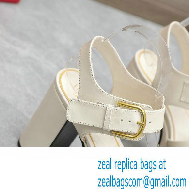 Valentino Heel 12.5cm Platform 4cm VLogo Chain sandals in calfskin leather White 2023 - Click Image to Close