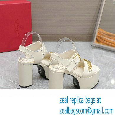 Valentino Heel 12.5cm Platform 4cm VLogo Chain sandals in calfskin leather White 2023