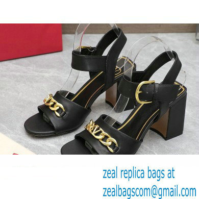 Valentino Heel 8cm VLogo Chain sandals in calfskin leather Black 2023