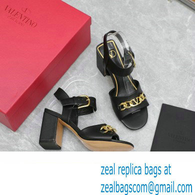 Valentino Heel 8cm VLogo Chain sandals in calfskin leather Black 2023