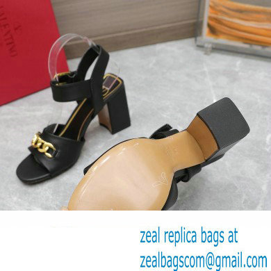Valentino Heel 8cm VLogo Chain sandals in calfskin leather Black 2023