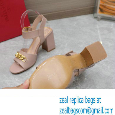 Valentino Heel 8cm VLogo Chain sandals in calfskin leather Nude 2023