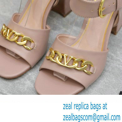 Valentino Heel 8cm VLogo Chain sandals in calfskin leather Nude 2023
