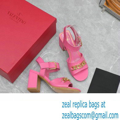 Valentino Heel 8cm VLogo Chain sandals in calfskin leather Pink 2023 - Click Image to Close