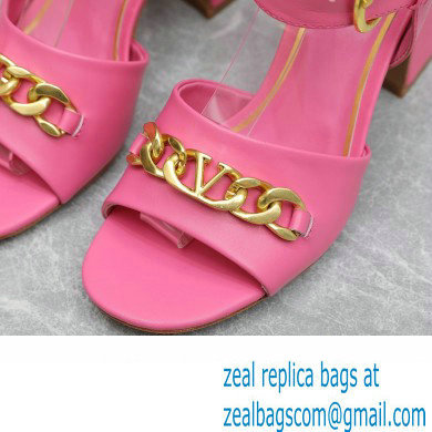 Valentino Heel 8cm VLogo Chain sandals in calfskin leather Pink 2023