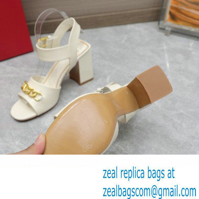 Valentino Heel 8cm VLogo Chain sandals in calfskin leather White 2023