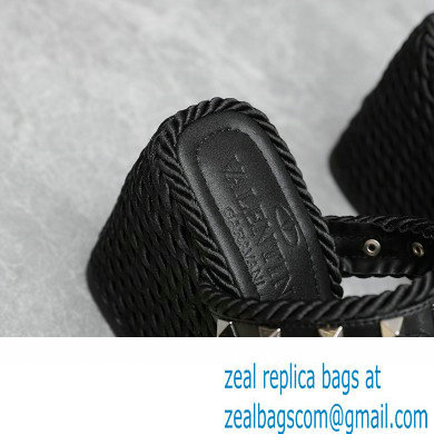 Valentino Heel 9.5cm Platform 3.5cm Rockstud wedge sandals in calfskin Black 2023 - Click Image to Close