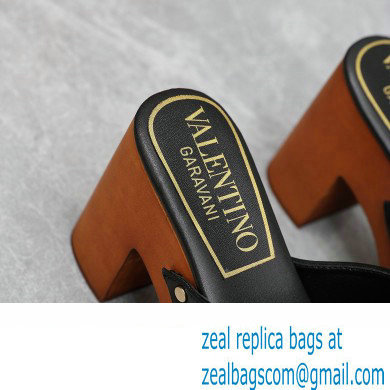 Valentino Heel 9.5cm Platform 3cm VLogo Chain CLOG in calfskin Black 2023 - Click Image to Close