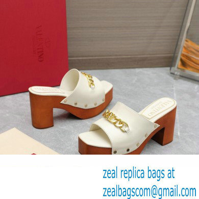 Valentino Heel 9.5cm Platform 3cm VLogo Chain CLOG in calfskin White 2023