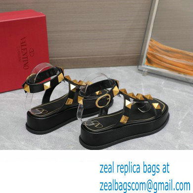 Valentino Roman Stud Platform 4cm ANKLE STRAP sandals Black 2023