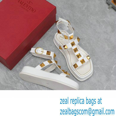 Valentino Roman Stud Platform 4cm ANKLE STRAP sandals White 2023