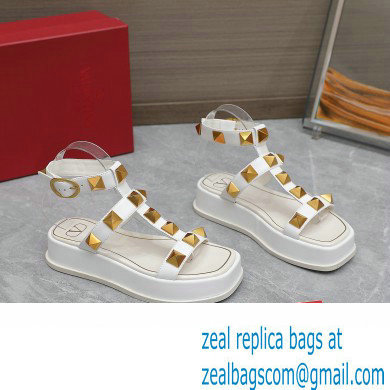Valentino Roman Stud Platform 4cm ANKLE STRAP sandals White 2023