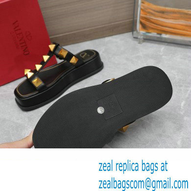 Valentino Roman Stud Platform 4cm Slides Black 2023