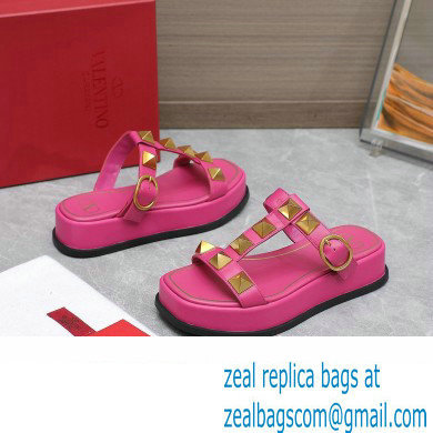 Valentino Roman Stud Platform 4cm Slides Fuchsia 2023