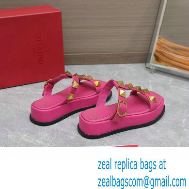 Valentino Roman Stud Platform 4cm Slides Fuchsia 2023