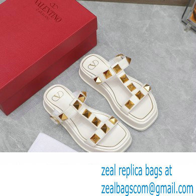 Valentino Roman Stud Platform 4cm Slides White 2023