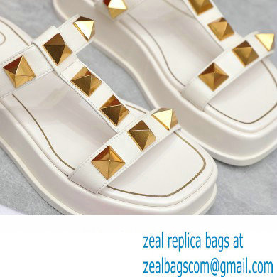 Valentino Roman Stud Platform 4cm Slides White 2023