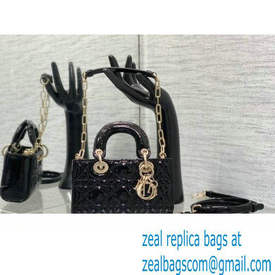 dior Lady D-Joy Micro Bag in patent leather black 2023