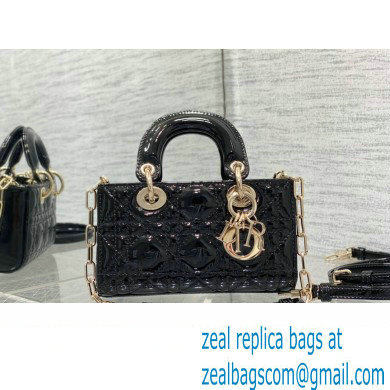dior Lady D-Joy Micro Bag in patent leather black 2023
