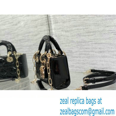 dior Lady D-Joy Micro Bag in patent leather black 2023 - Click Image to Close