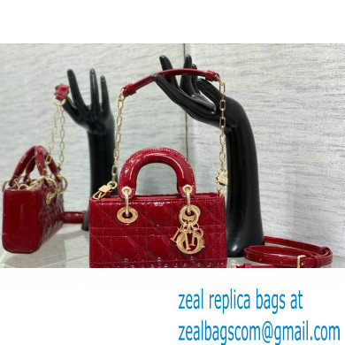 dior Lady D-Joy Micro Bag in patent leather red 2023