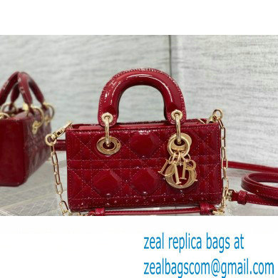 dior Lady D-Joy Micro Bag in patent leather red 2023 - Click Image to Close